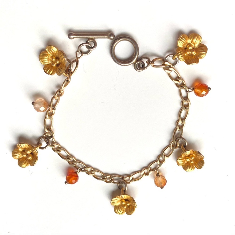 Lotus Flower and Carnelian vermeil bracelet